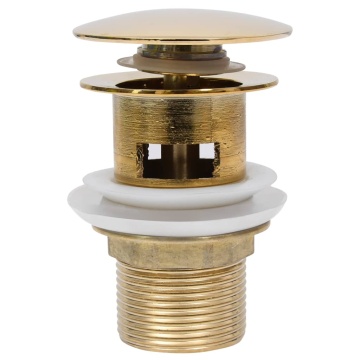 Ventil scurgere push, funcție de preaplin, auriu 6,4x6,4x9,1 cm - Img 3