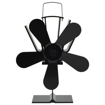 Ventilator de sobă cu alimentare termică, 5 palete, negru - Img 3