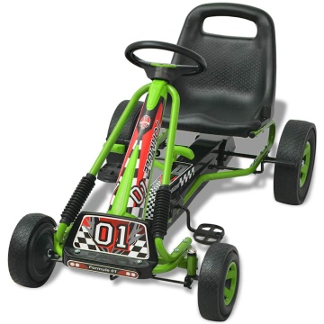 vidaX Kart cu pedale cu șezut reglabil verde - Img 3