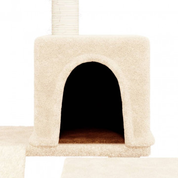 Ansamblu de pisici cu stâlpi din funie de sisal, crem, 82 cm - Img 5