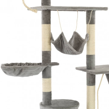 Ansamblu pentru pisici, stâlpi din funie sisal, 230-250 cm, gri - Img 5