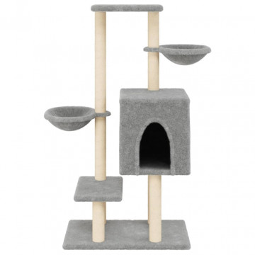Ansamblu pisici cu stâlpi de zgâriat, gri deschis, 117cm, sisal - Img 4