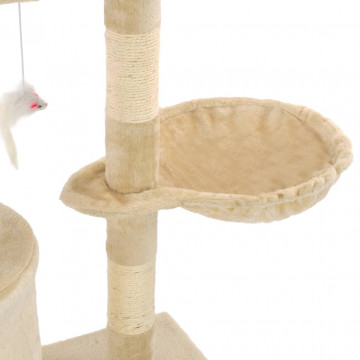 Ansamblu pisici cu stâlpi din funie de sisal, 138 cm, bej - Img 6