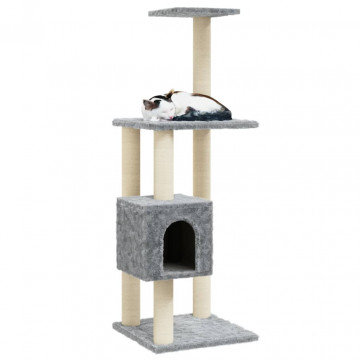 Ansamblu pisici, stâlpi din funie sisal, gri deschis, 104 cm - Img 3