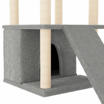 Ansamblu pisici, stâlpi din funie sisal, gri deschis, 133 cm - Img 6