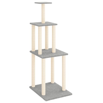 Ansamblu pisici, stâlpi din funie sisal, gri deschis, 149 cm - Img 2