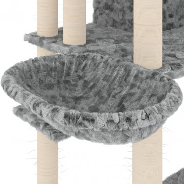 Ansamblu pisici, stâlpi din funie sisal, gri deschis, 191 cm - Img 5