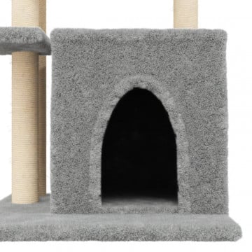 Ansamblu pisici, stâlpi din funie sisal, gri deschis, 83,5 cm - Img 6