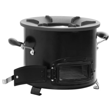 Aragaz cu lemne pentru camping, negru, 36x26x22,5 cm, metal - Img 1