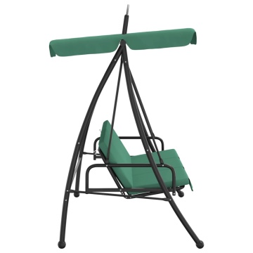 Balansoar de grădină cu baldachin verde 198 cm țesătură și oțel - Img 4