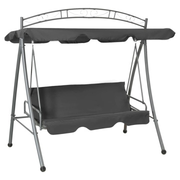 Balansoar extensibil cu copertină antracit 198x120x205 cm oțel - Img 1