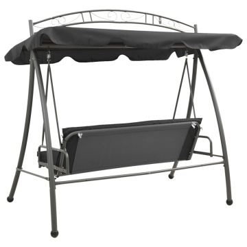 Balansoar extensibil cu copertină antracit 198x120x205 cm oțel - Img 4