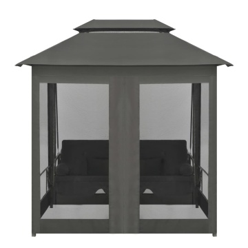 Balansoar extensibil cu copertină antracit 220x160x240 cm oțel - Img 8