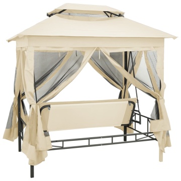 Balansoar extensibil cu pavilion, alb crem - Img 3