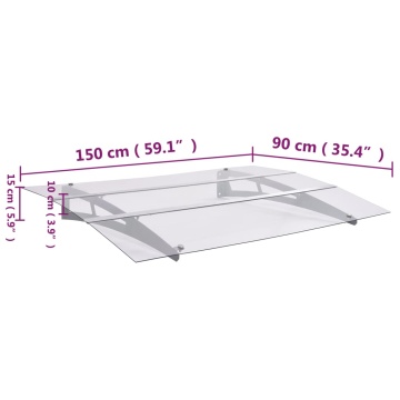 Baldachin ușă argintiu și transparent 150x90 cm PET - Img 5