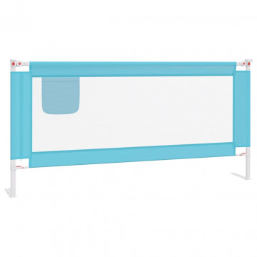 Balustradă de protecție pat copii, albastru, 190x25 cm, textil - Img 2