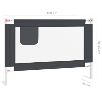 Balustradă de protecție pat copii, gri închis, 100x25 cm textil - Img 7