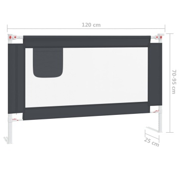 Balustradă de protecție pat copii, gri închis, 120x25 cm textil - Img 7
