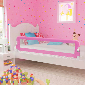 Balustradă de protecție pat copii, roz, 180x42 cm, poliester - Img 1