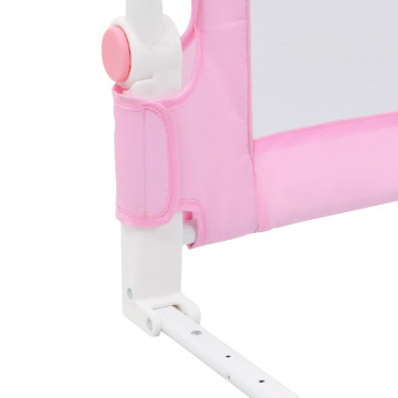 Balustradă de protecție pat copii, roz, 180x42 cm, poliester - Img 5