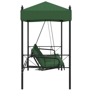 Bancă balansoar de grădină cu copertină, verde, oțel - Img 5