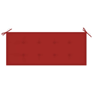Bancă Batavia cu pernă roșie, 120 cm, lemn masiv de tec - Img 5