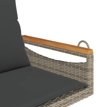 Bancă de balansoar cu perne, gri, 63x62x40 cm, poliratan - Img 6