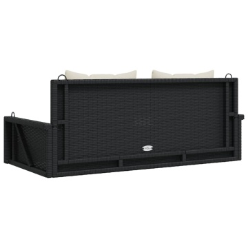 Bancă de balansoar cu perne, negru, 119x56x48 cm, poliratan - Img 5