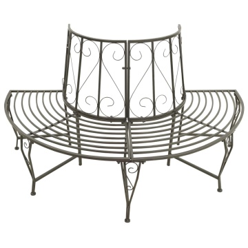 Bancă de copac semicirculară pentru grădină, 160 cm, oțel - Img 2