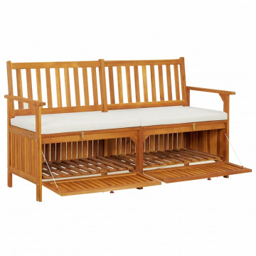 Bancă de depozitare cu pernă, 148 cm, lemn masiv de acacia - Img 4