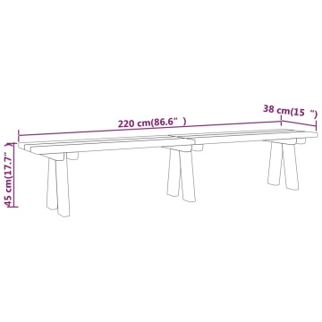 Bancă de grădină, 220 cm, lemn masiv de pin impregnat - Img 6