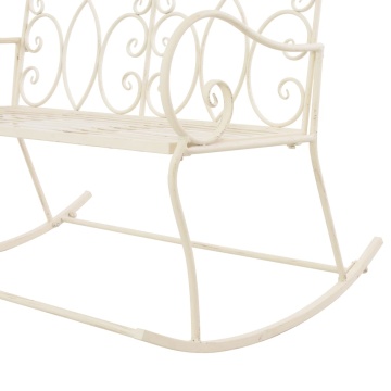 Bancă de grădină, alb vintage, 104 cm, fier - Img 6
