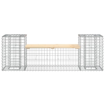Bancă de grădină cu gabion, 183x41x60,5 cm, lemn masiv pin - Img 3
