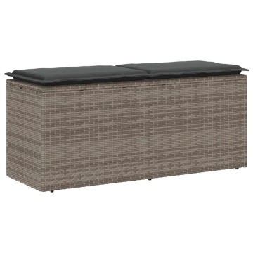 Bancă de grădină cu pernă gri 110x40x44 cm polirattan - Img 1