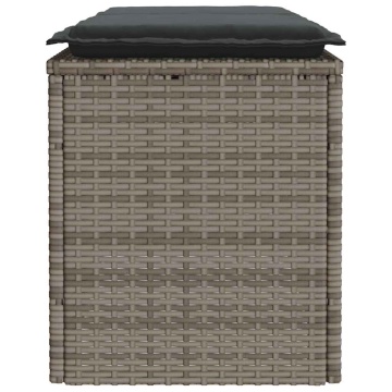 Bancă de grădină cu pernă gri 110x40x44 cm polirattan - Img 8