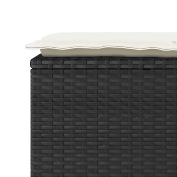 Bancă de grădină cu pernă, negru, 110x50x58 cm, poliratan - Img 6