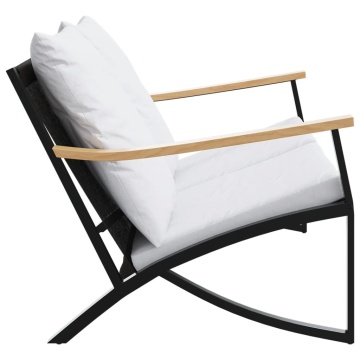 Bancă de grădină cu perne, negru, 120 cm, oțel - Img 5
