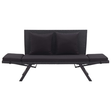 Bancă de grădină cu perne, negru, 176 cm, poliratan - Img 5