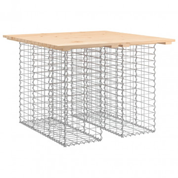 Bancă de grădină, design gabion, 100x102x72cm, lemn masiv pin - Img 2