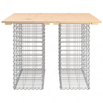 Bancă de grădină, design gabion, 100x102x72cm, lemn masiv pin - Img 8
