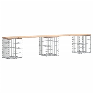 Bancă de grădină, design gabion, 203x31x42cm, lemn masiv de pin - Img 2