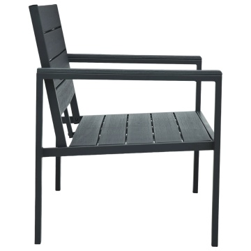 Bancă de grădină, gri, 120 cm, HDPE, aspect de lemn - Img 3