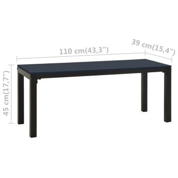 Bancă de grădină, negru, 110 cm, oțel și WPC - Img 5