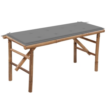 Bancă de grădină pliabilă cu pernă, 118 cm, bambus - Img 1