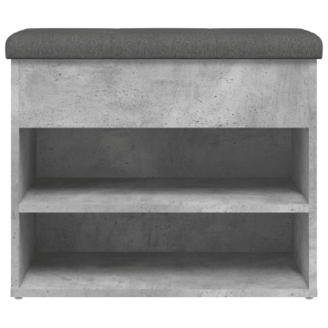 Bancă de pantofi, gri beton, 62x32x50 cm, lemn prelucrat - Img 5
