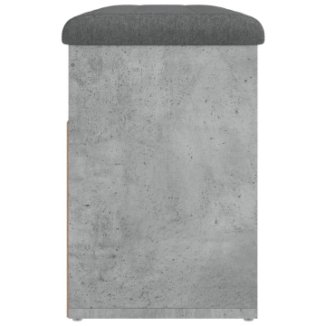 Bancă de pantofi, gri beton, 82x32x45,5 cm, lemn prelucrat - Img 6