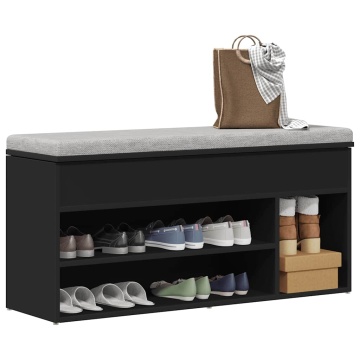 Bancă de pantofi neagră 102x30,5x45 cm Lemn prelucrat - Img 1