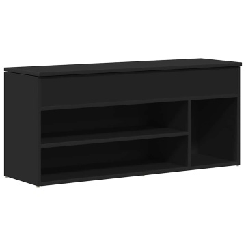 Bancă de pantofi neagră 102x30,5x45 cm Lemn prelucrat - Img 2