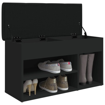 Bancă de pantofi, negru, 82x32x45,5 cm, lemn prelucrat - Img 4