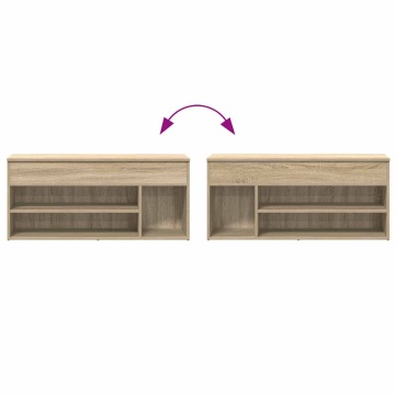 Bancă de pantofi Stejar Sonoma 102x30,5x45 cm Lemn prelucrat - Img 7